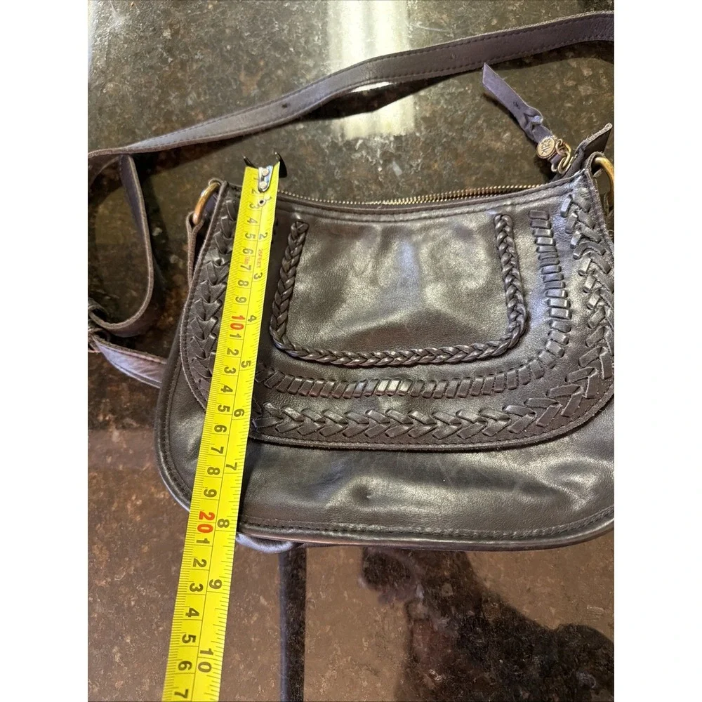 The Sak Black Leather Crossbody Braided Boho Concert Rodeo Purse‎ Handbag Hippie